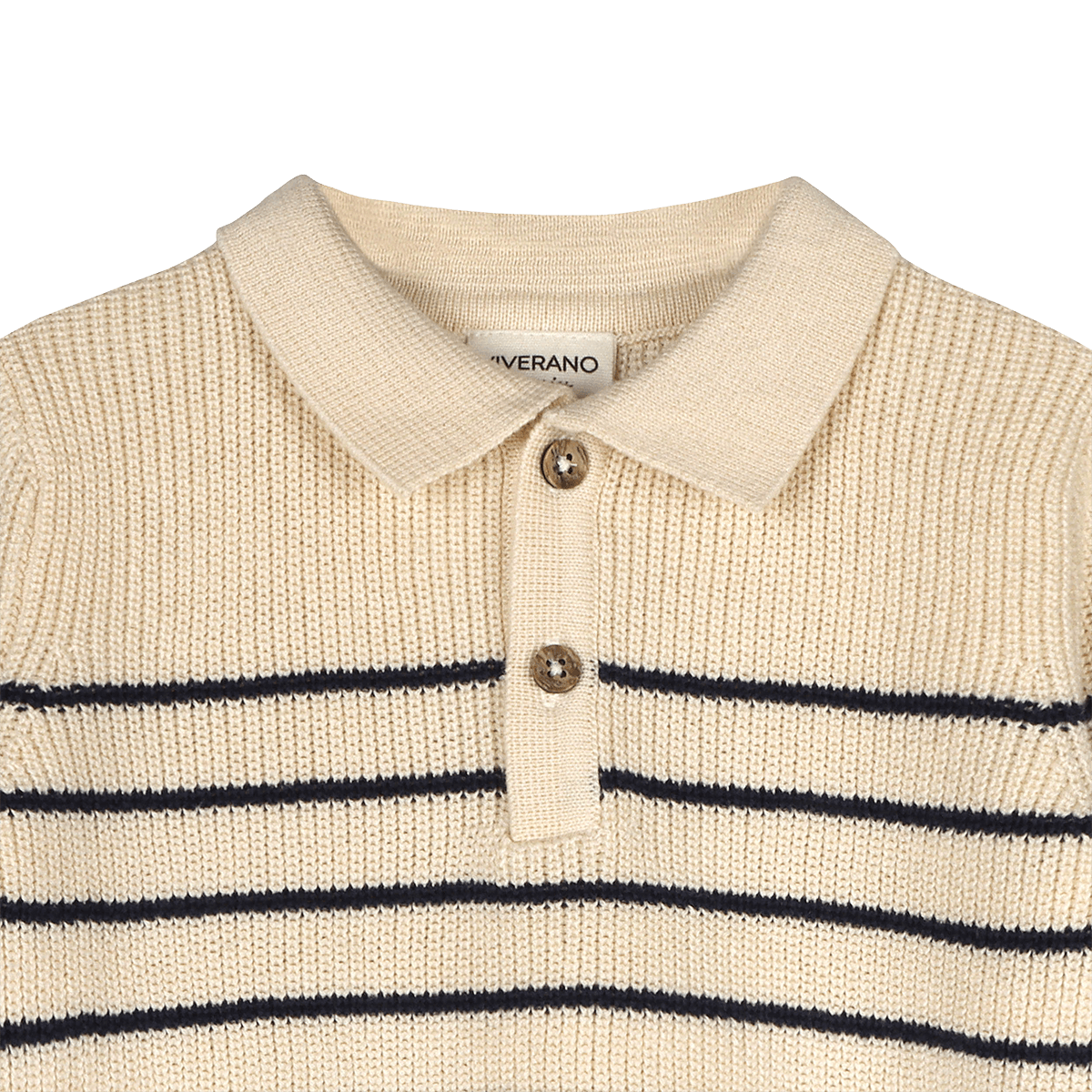 Classic Stripe Polo Sweater Knit Organic Baby Pullover and Pant Set - Detail
