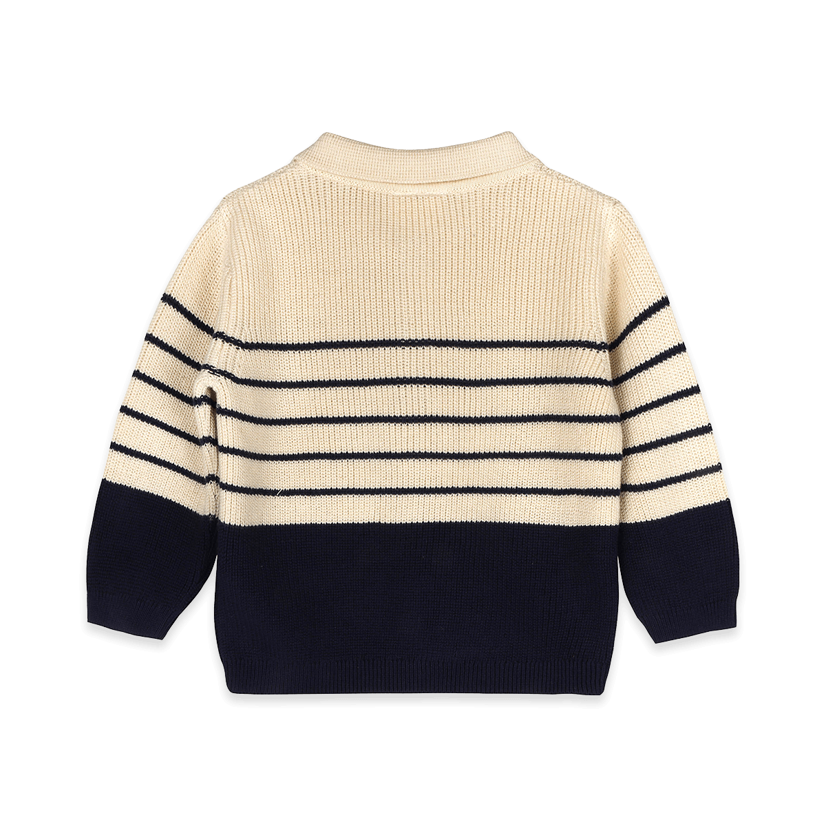 Classic Stripe Polo Sweater Knit Organic Baby Pullover and Pant Set - Back