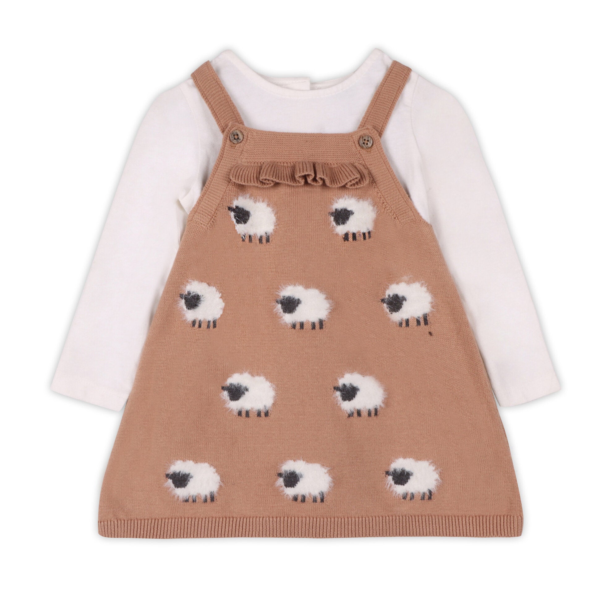Sheep Jacquard Knit Baby Tunic Dress Set (Organic Cotton)