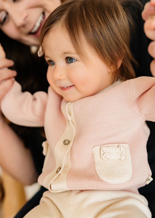 Lily Bow Pockets Sweater Knit Baby Cardigan (Organic Cotton)