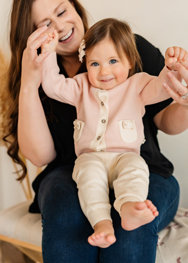 Lily Bow Pockets Sweater Knit Baby Cardigan (Organic Cotton)