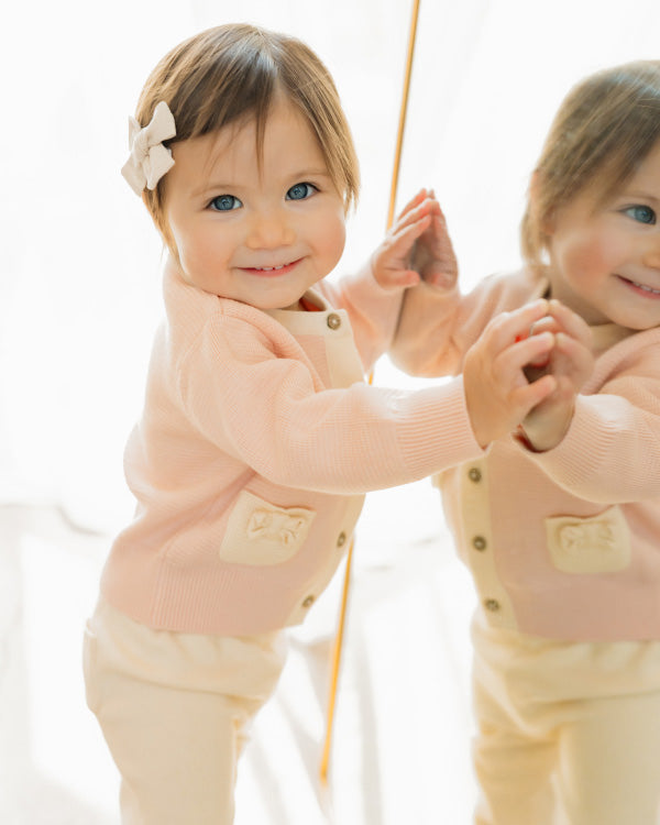 Lily Bow Pockets Sweater Knit Baby Cardigan (Organic Cotton)