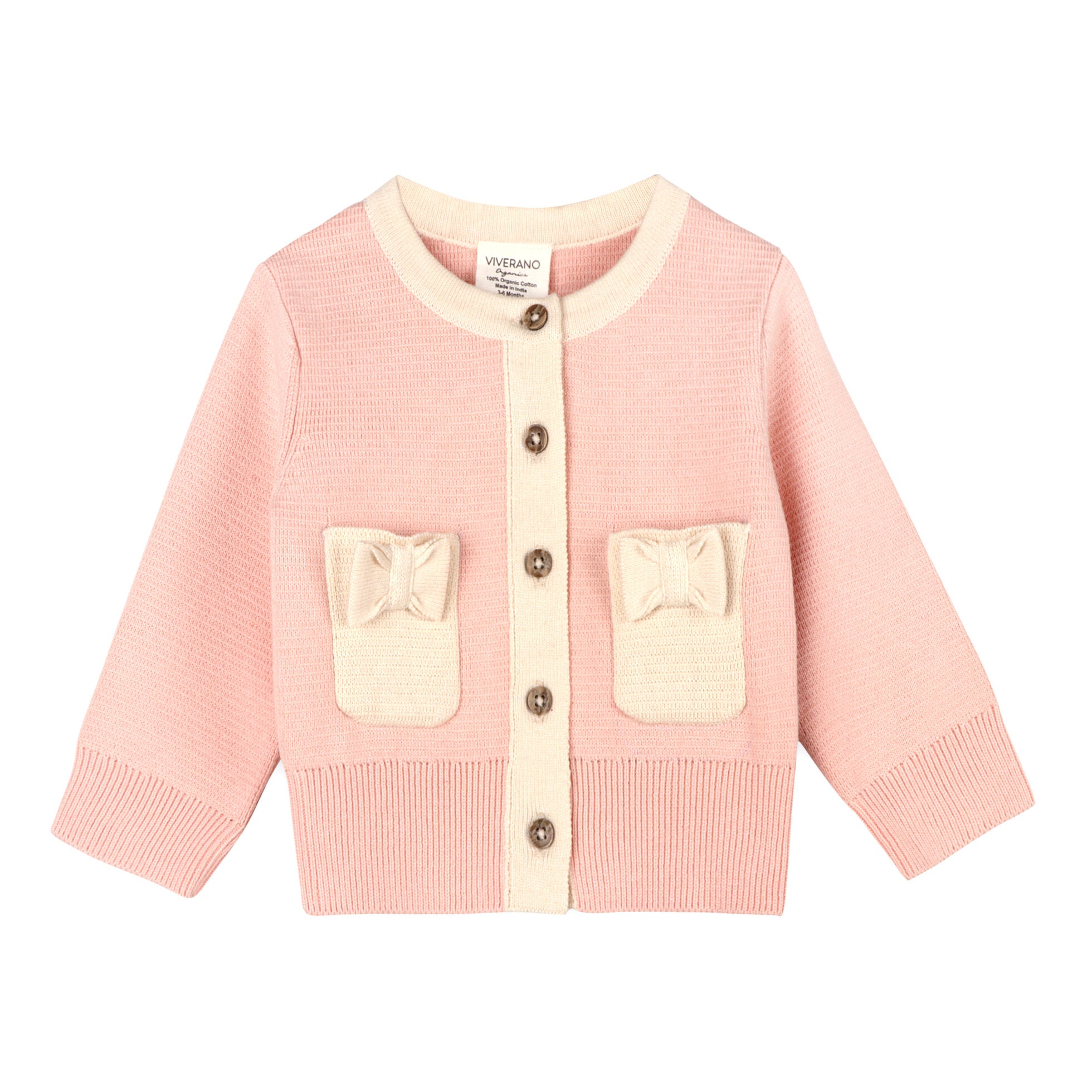 Lily Bow Pockets Sweater Knit Baby Cardigan (Organic Cotton)