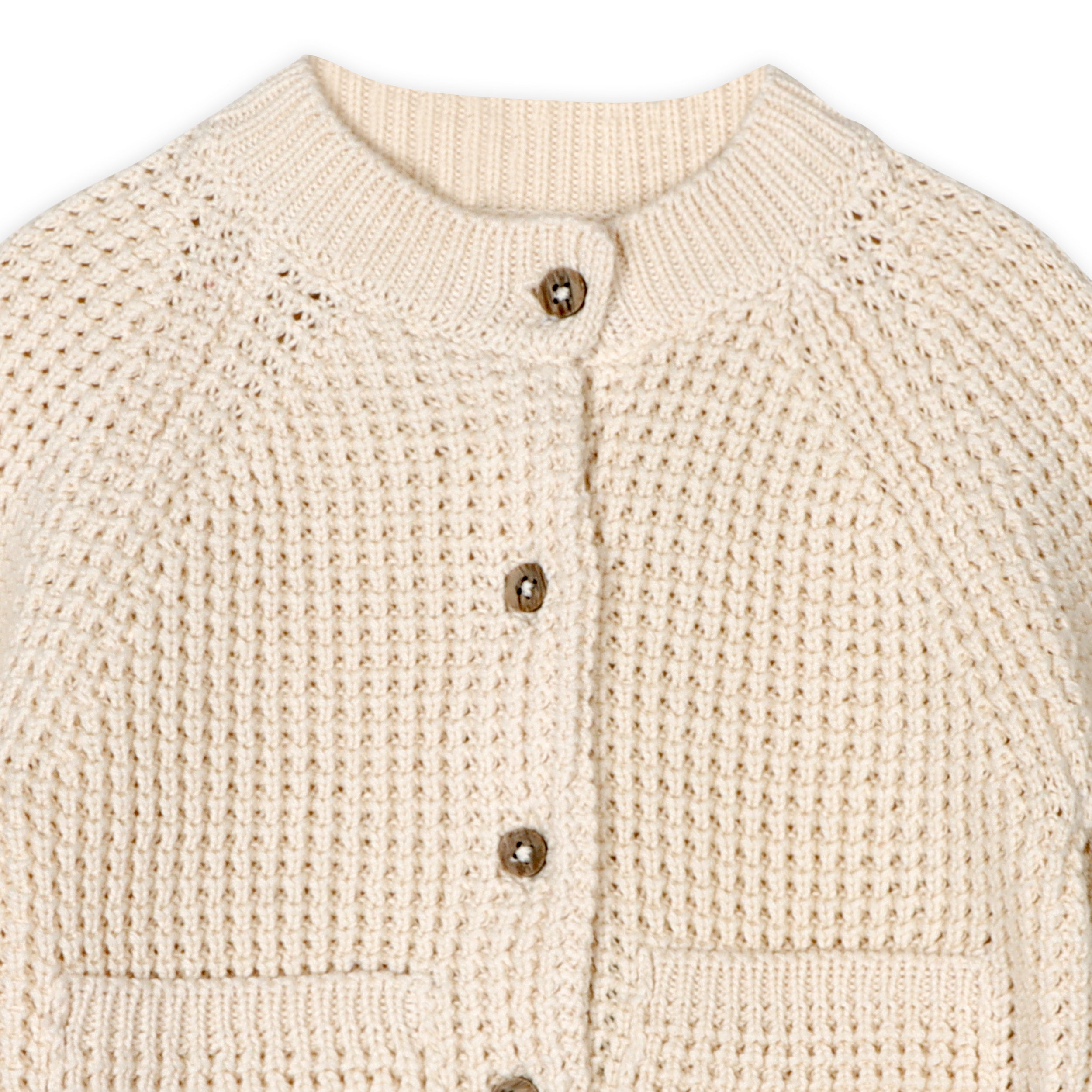 Avery Button & Pocket Chunky Sweater Knit Baby Cardigan 