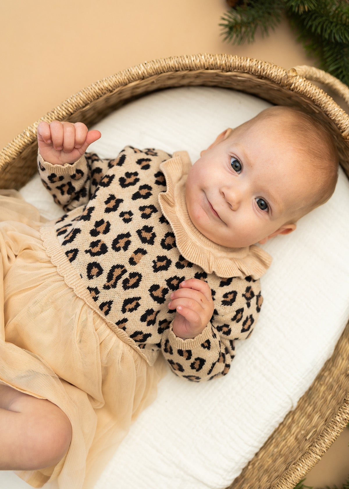 Leopard Jacquard Sweater Knit Baby Tutu Dress (Organic Cotton)