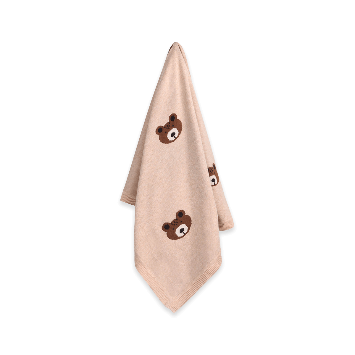 Brown Bear - Jacquard Sweater Knit Baby Blanket (Organic Cotton)
