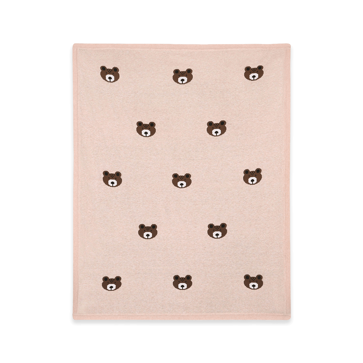 Brown Bear - Jacquard Sweater Knit Baby Blanket (Organic Cotton) - Flat