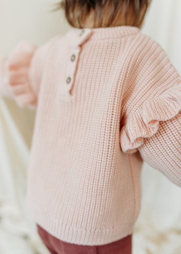 Hearts Embroidered Slouchy Sweater Knit Baby Pullover (Organic Cotton)