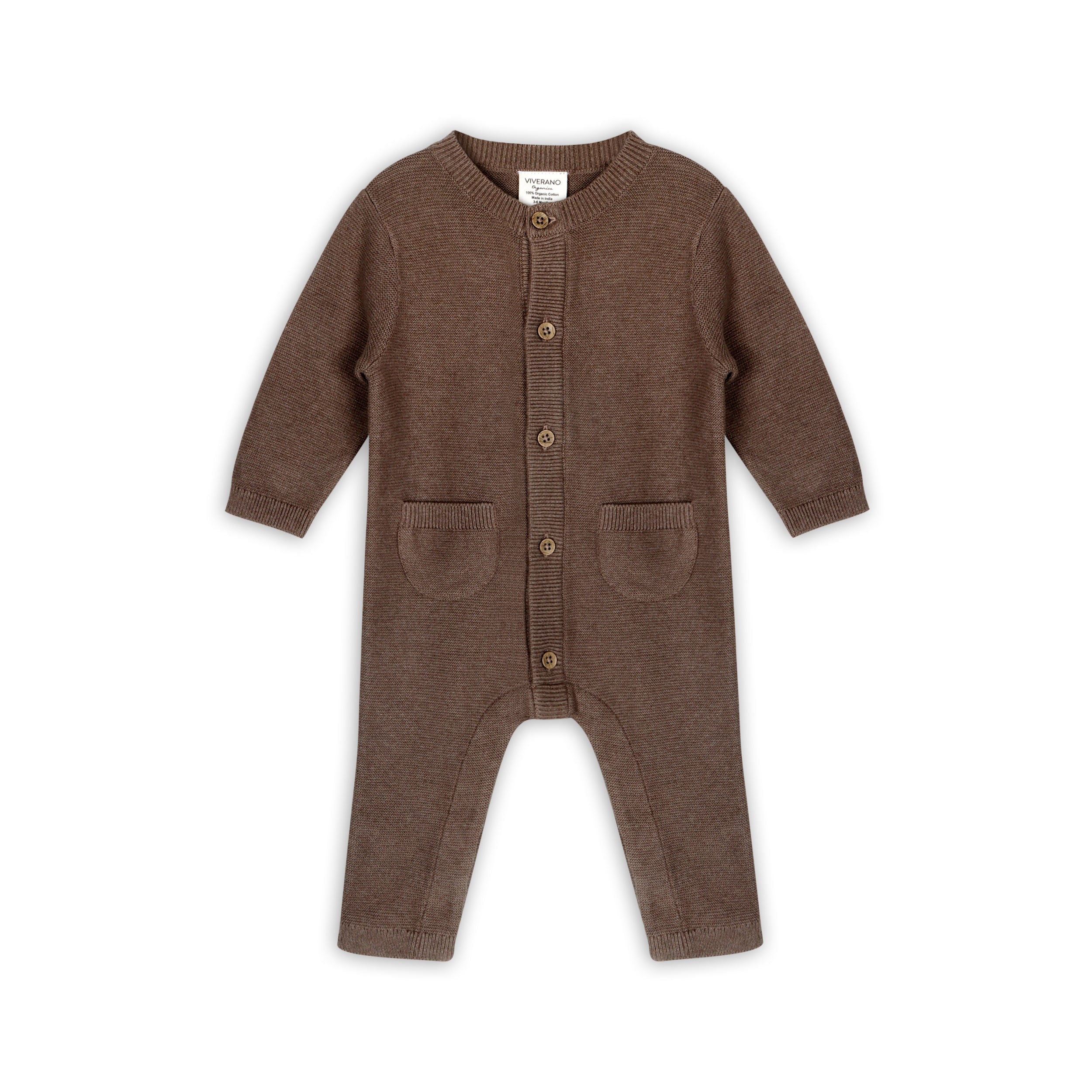 Classic Pocket & Button Chunky Knit Baby Jumpsuit (Organic Cotton) 