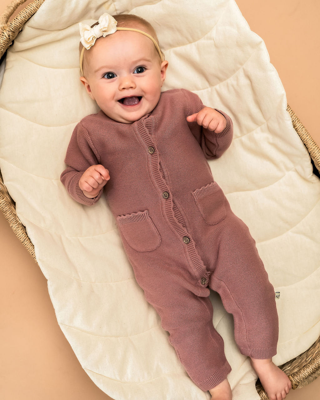 Classic Pocket & Button Chunky Knit Baby Jumpsuit (Organic Cotton) 