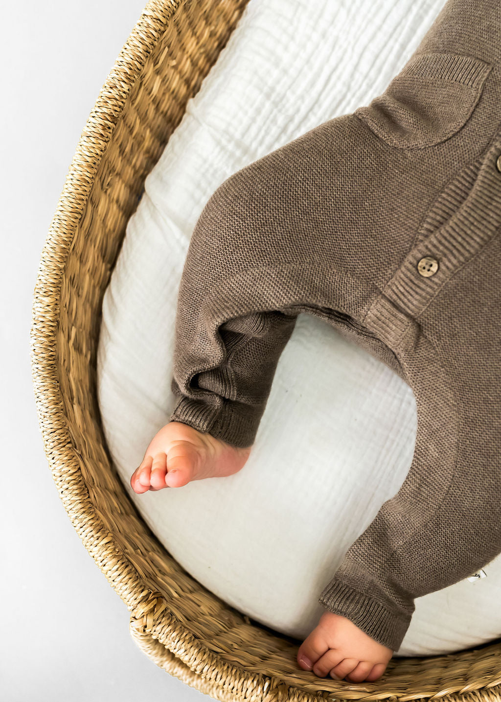 Classic Pocket & Button Chunky Knit Baby Jumpsuit (Organic Cotton) 