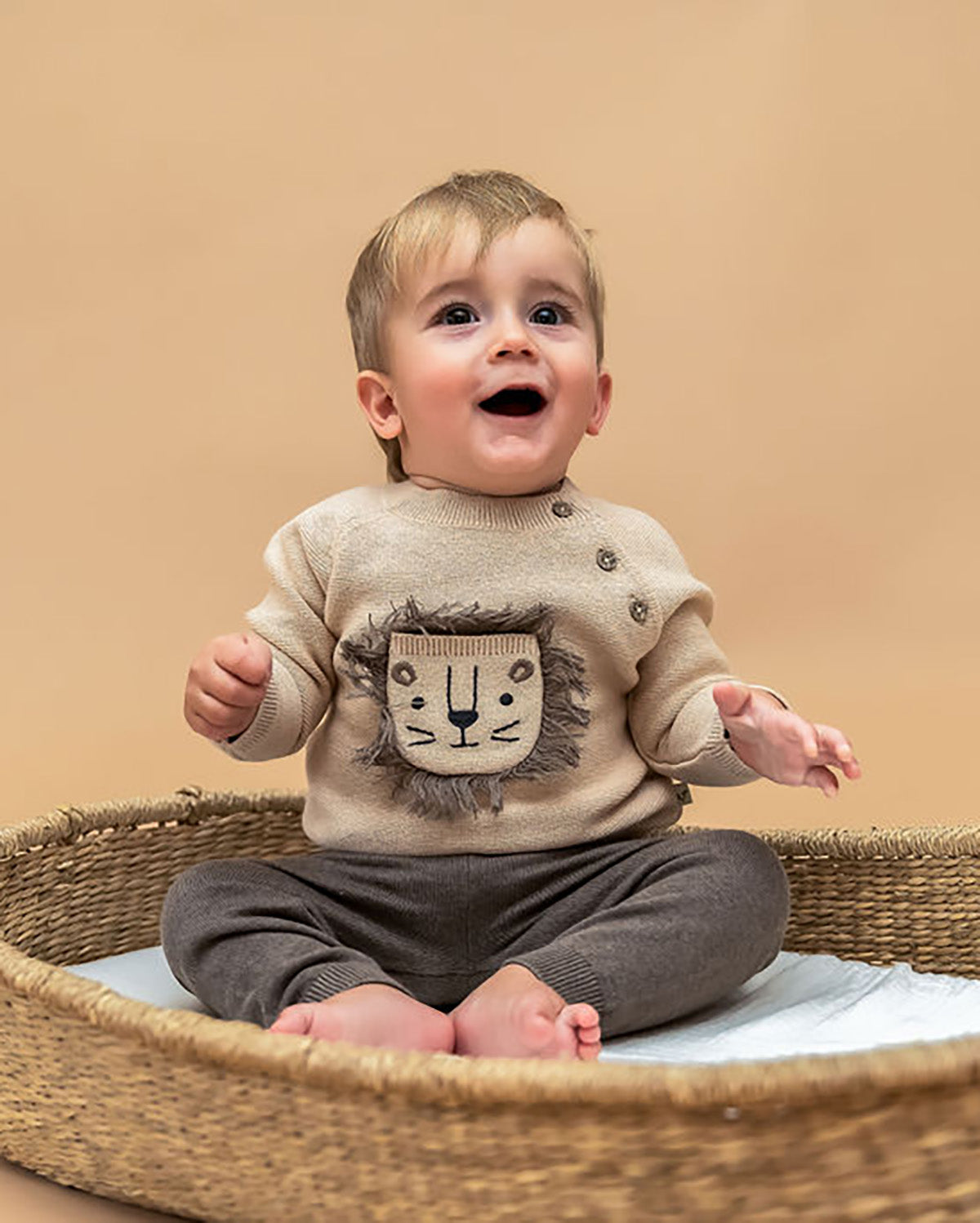 Lion Applique Sweater Knit Baby Pullover & Pant SET (Organic Cotton)
