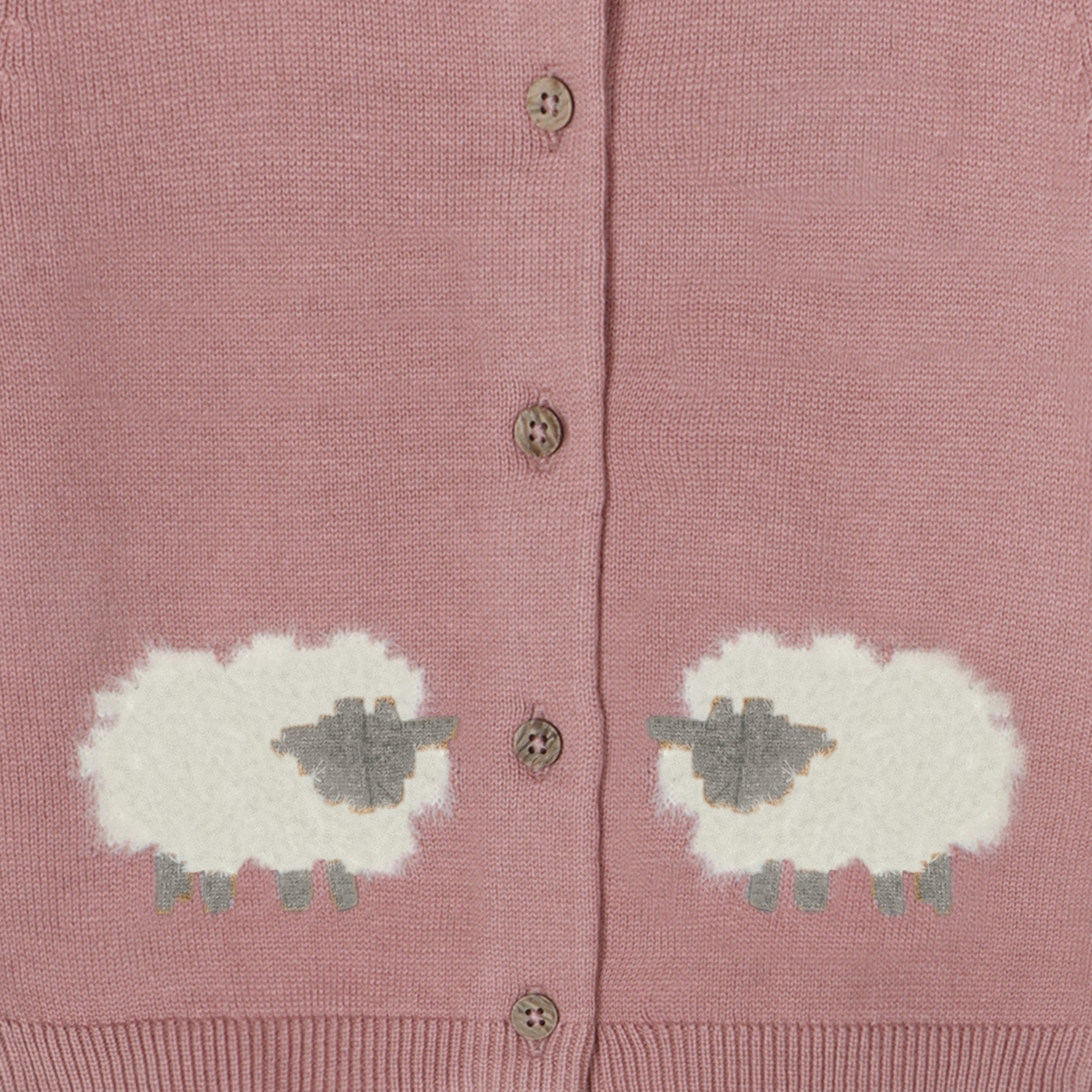 Lamb Jacquard Knit Baby Cardigan Sweater (Organic Cotton)