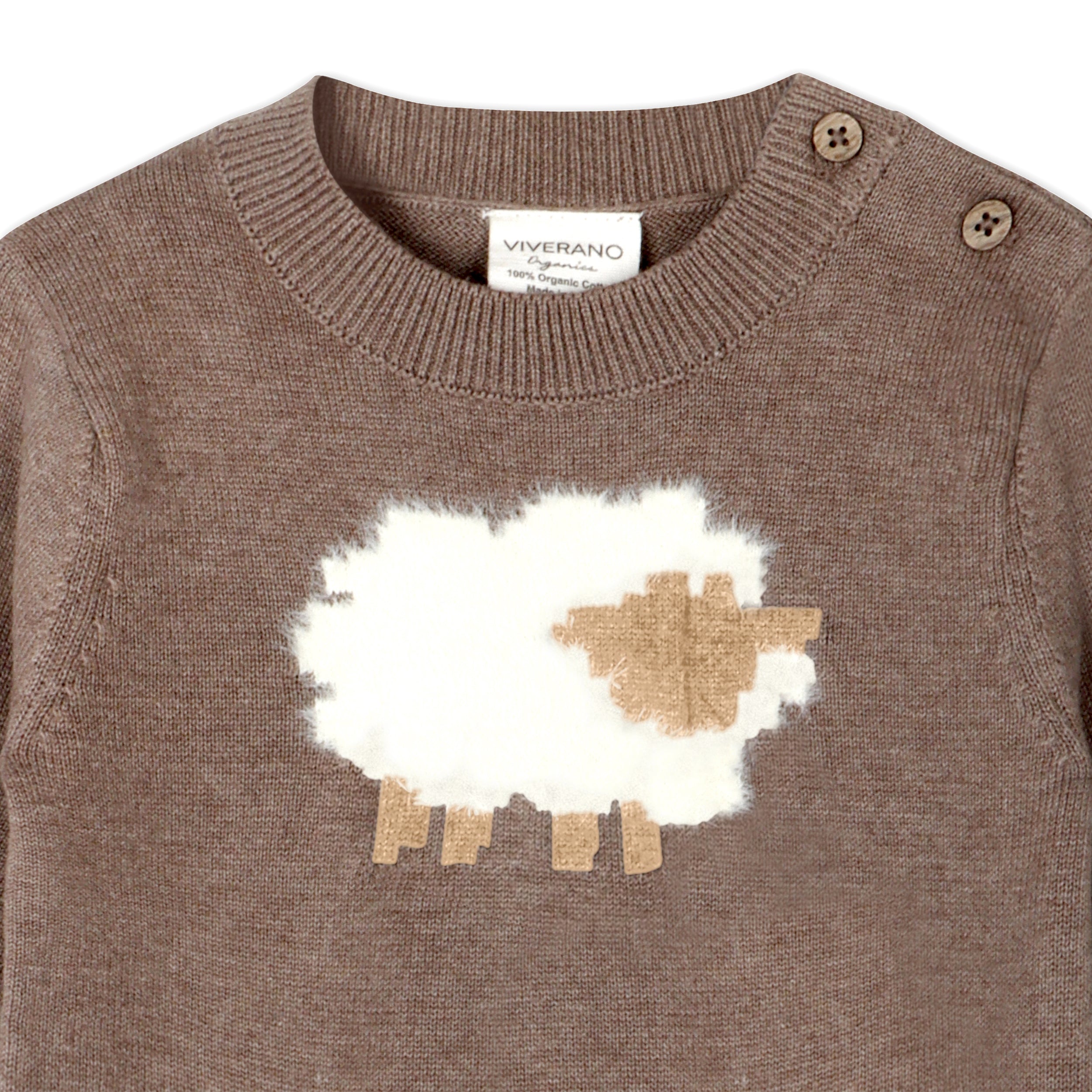 Sheep Jacquard Knit Baby Pullover & Pant SET (Organic Cotton)