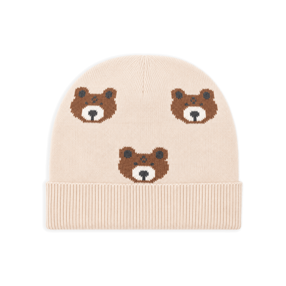 Organic Cotton Bear Sweater Knit Round Baby Beanie Hat