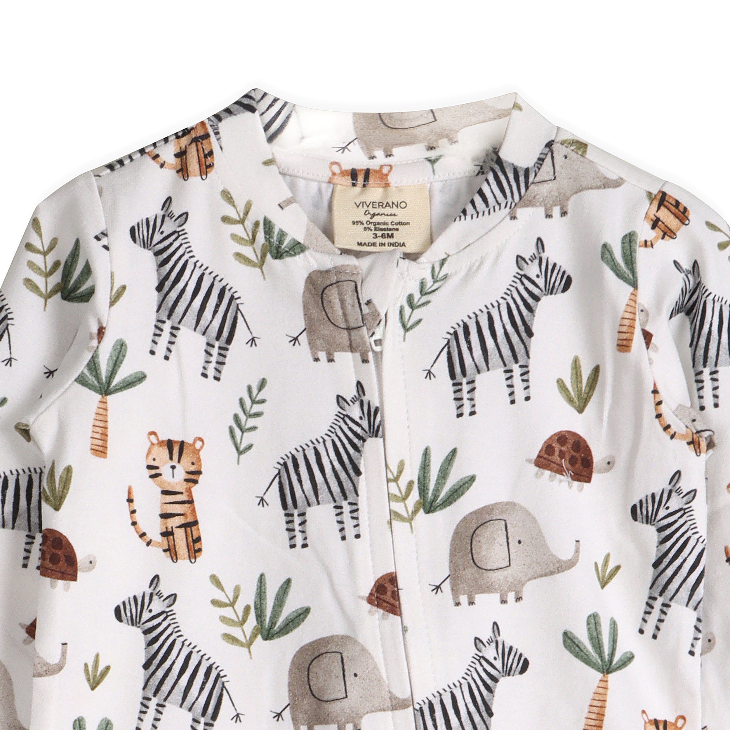Savannah Animals Baby Zippered Footie Jumpsuit (Organic Jersey)