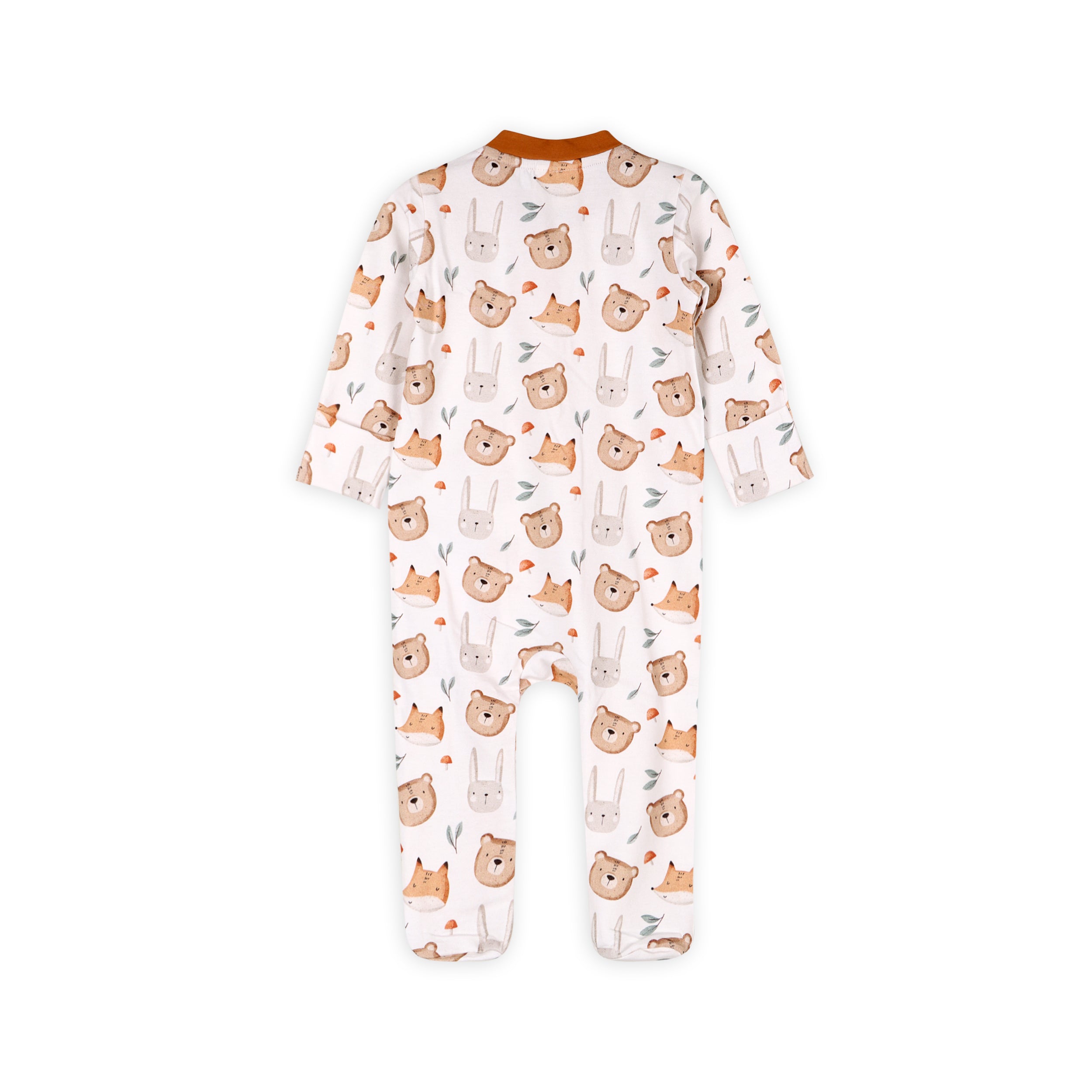 Forest Animals Bear & Fox Baby Zippered Footie (Organic Jersey)