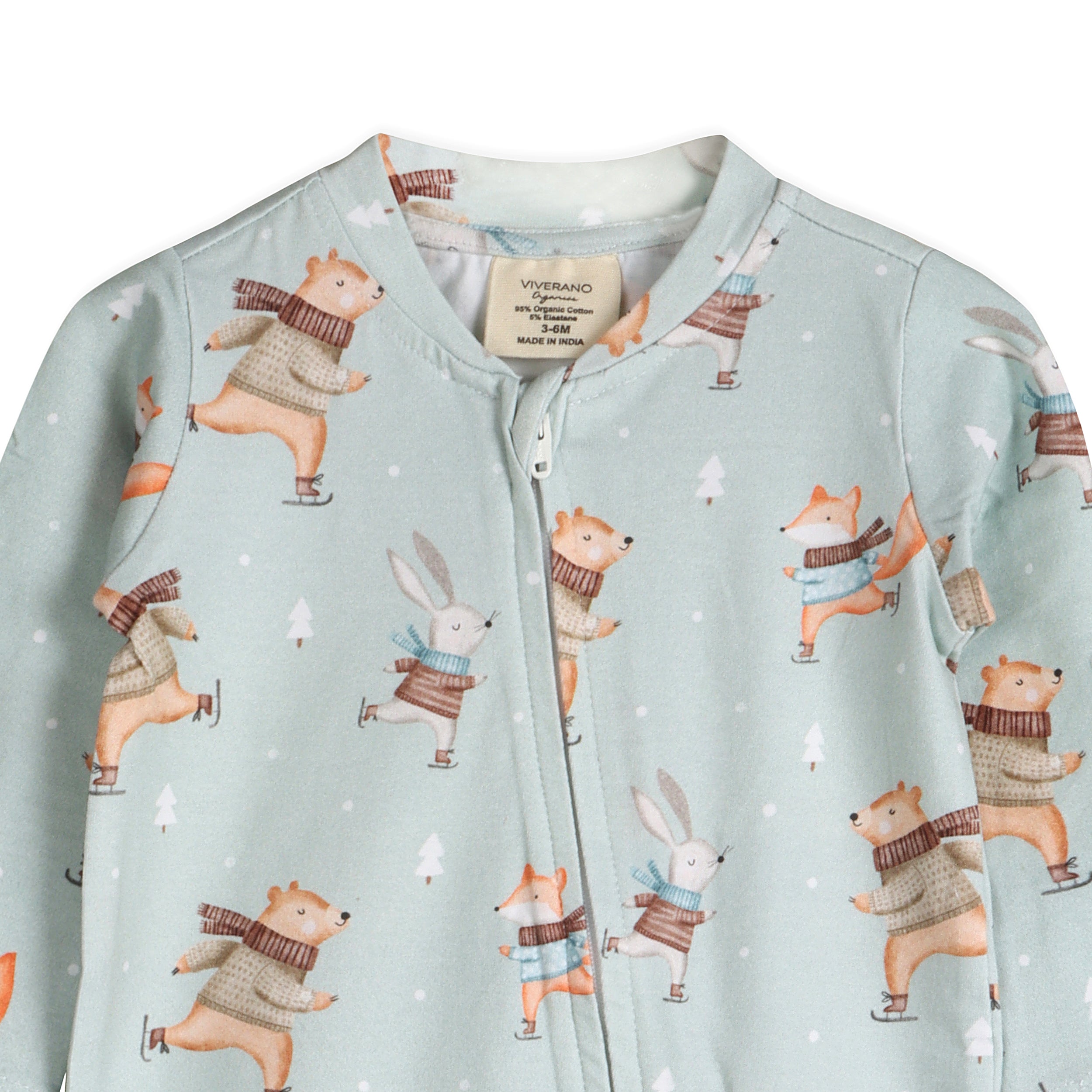 Ice Skaters Bear Baby Zippered Footie (Organic Cotton)