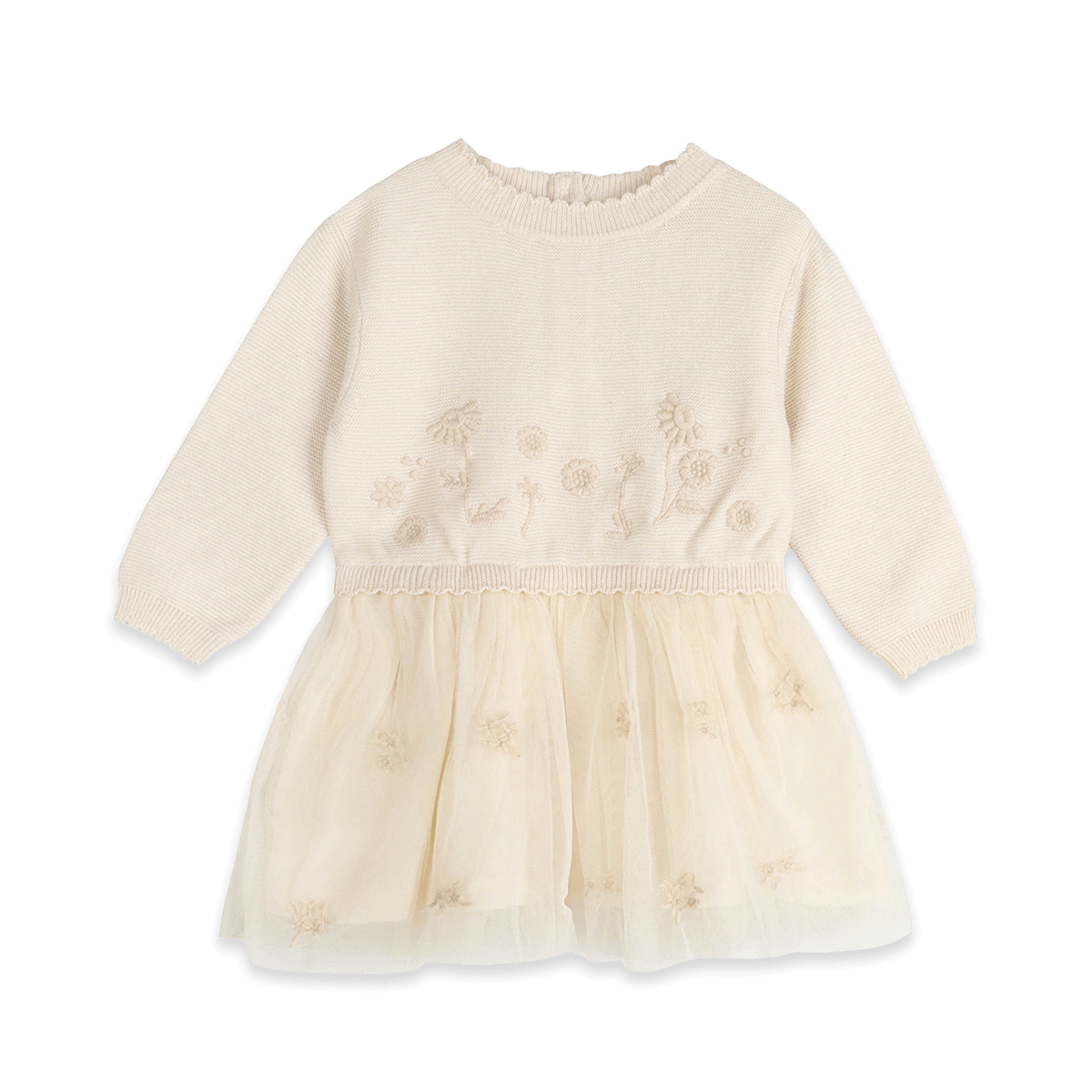 Clara Floral Knit Baby Tutu Dress, Organic Cotton