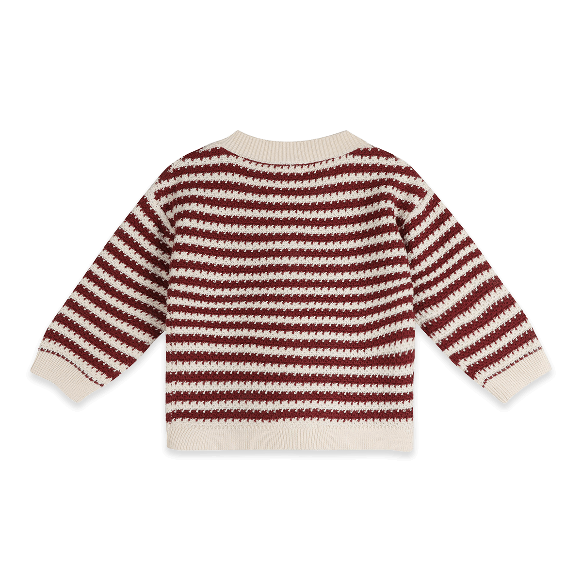 Organic Cotton V-Neck Stripe Knit Baby Cardigan, Back