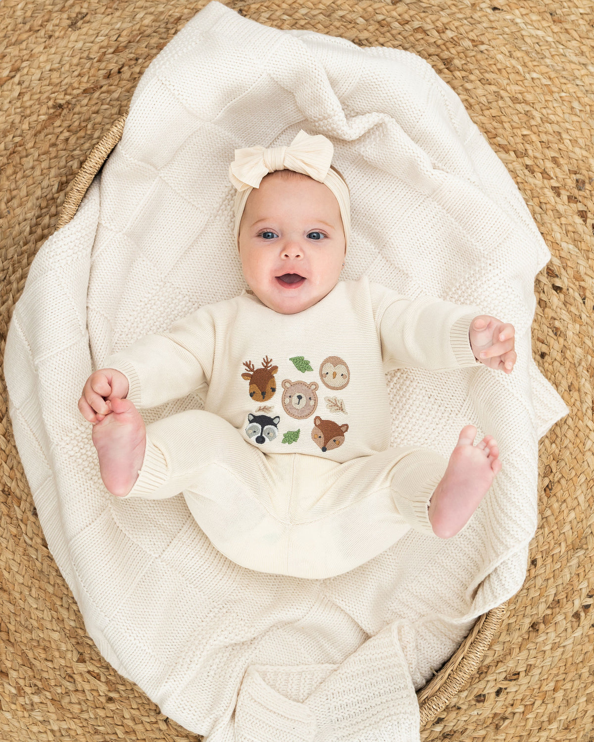 Woodland Animals Knit Baby Pullover (Organic Cotton)