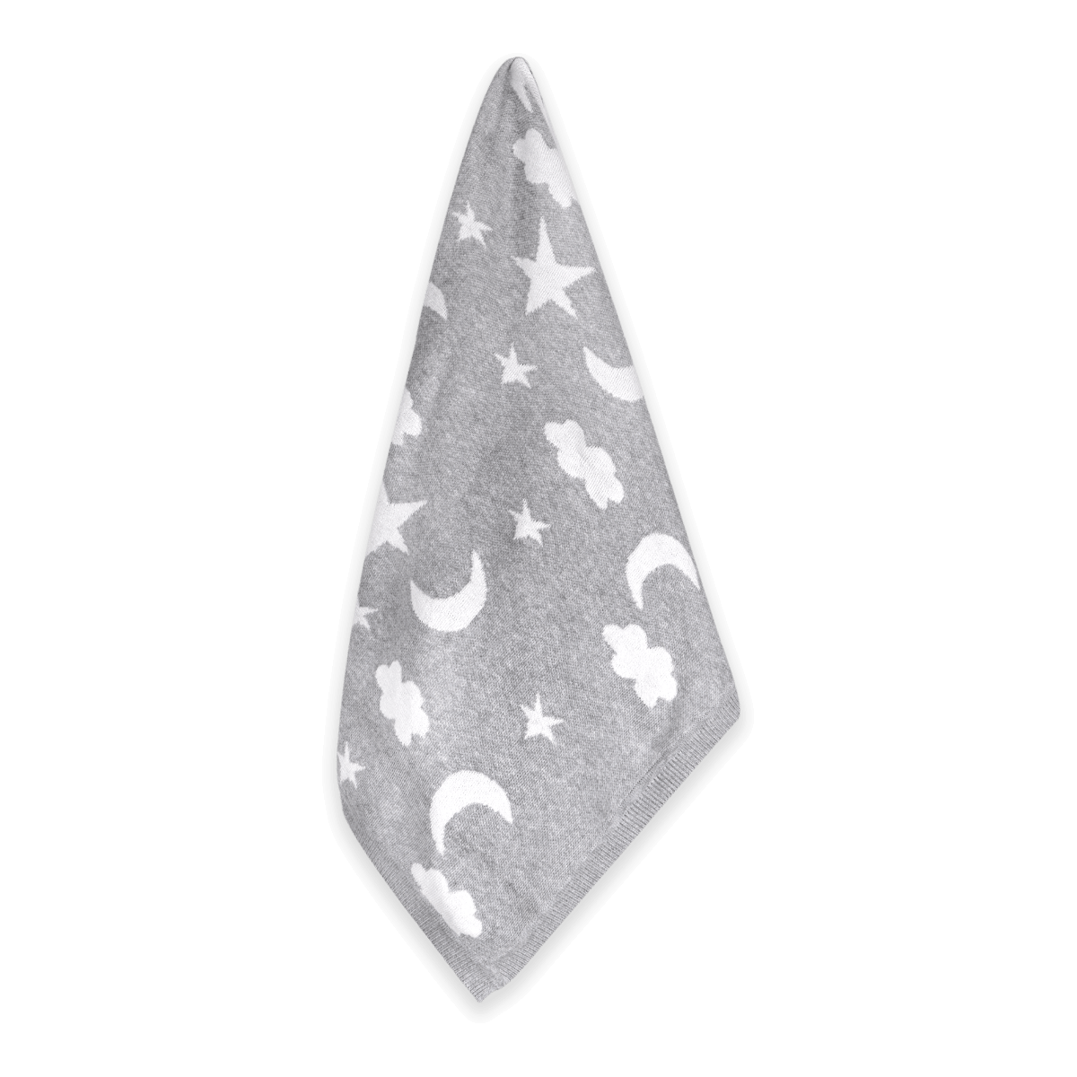 Moon & Stars Dream Organic Baby Jacquard Knit Blanket - Heather Grey