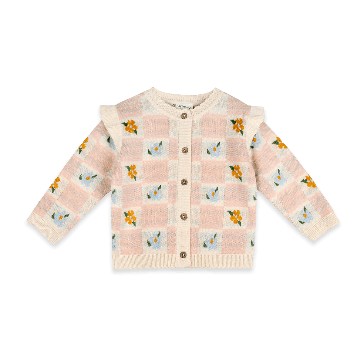 Mia Bouquet Jacquard Knit Baby Cardigan, Organic Cotton