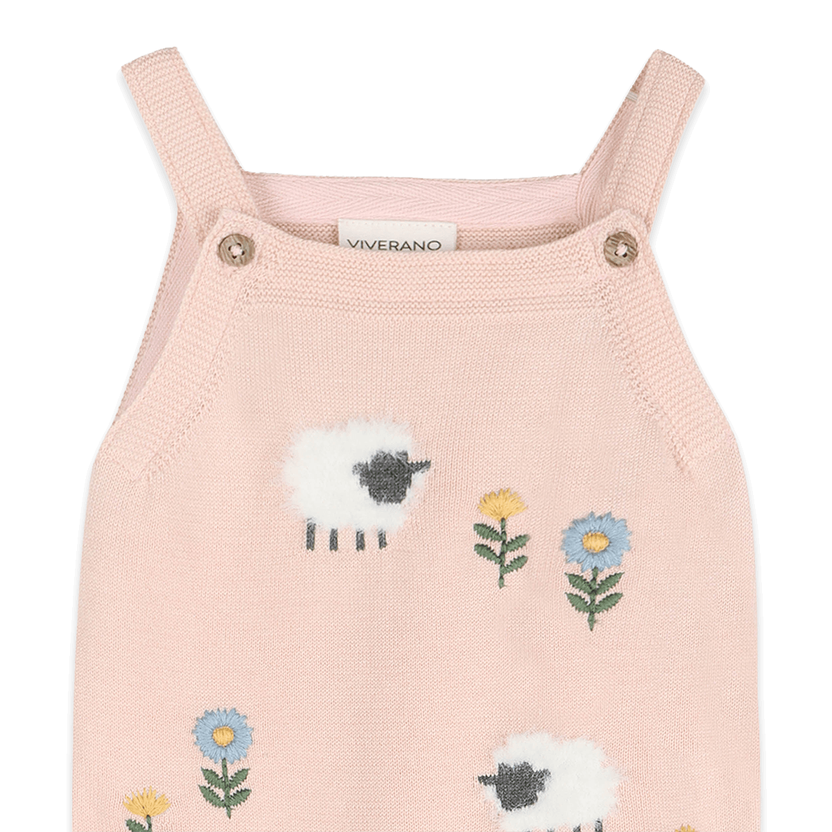 Organic Cotton Lamb Cozy Knit Baby Overall Set, Detail