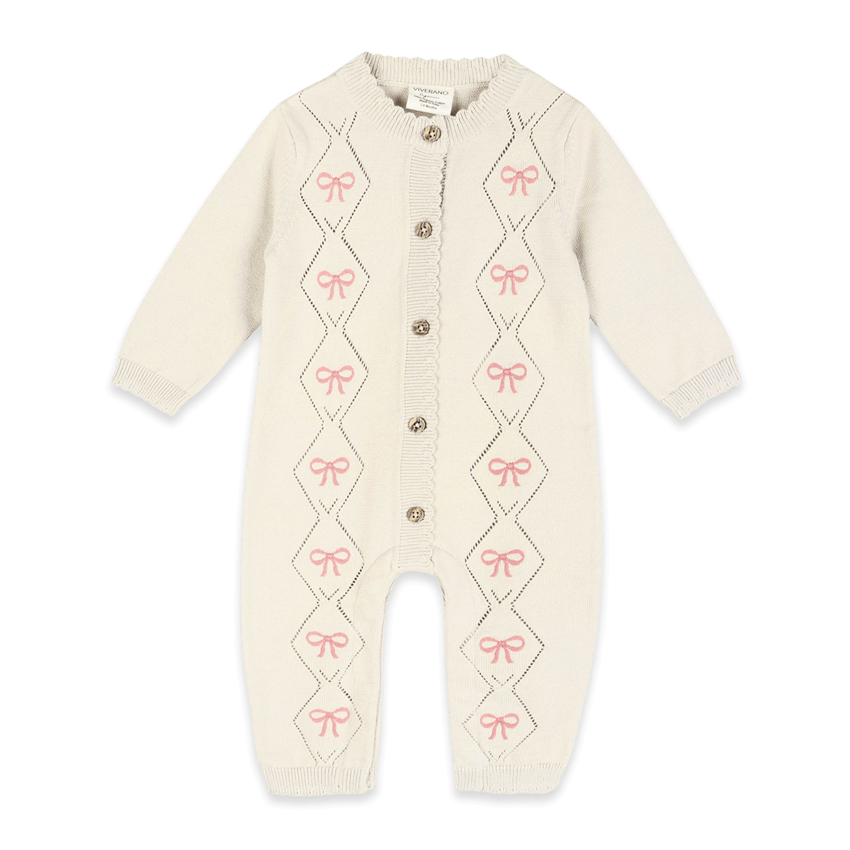 Evie Bow Pointelle Knit Baby Jumpsuit, Organic Cotton