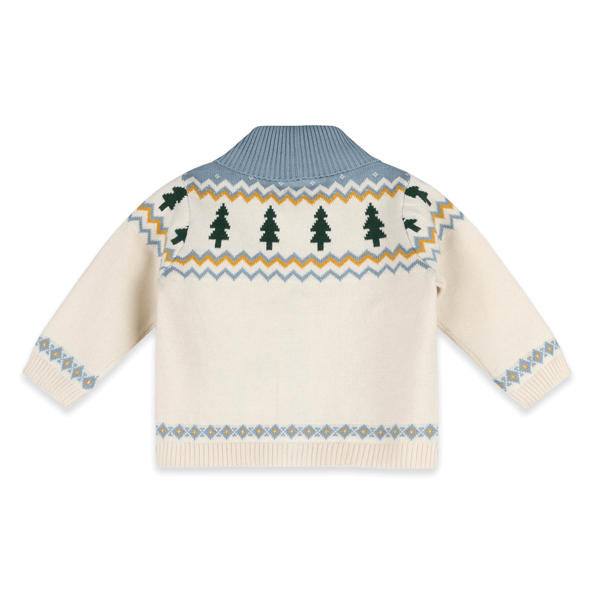 Organic Cotton Ski Shawl Collar Baby Knit Cardigan, Back