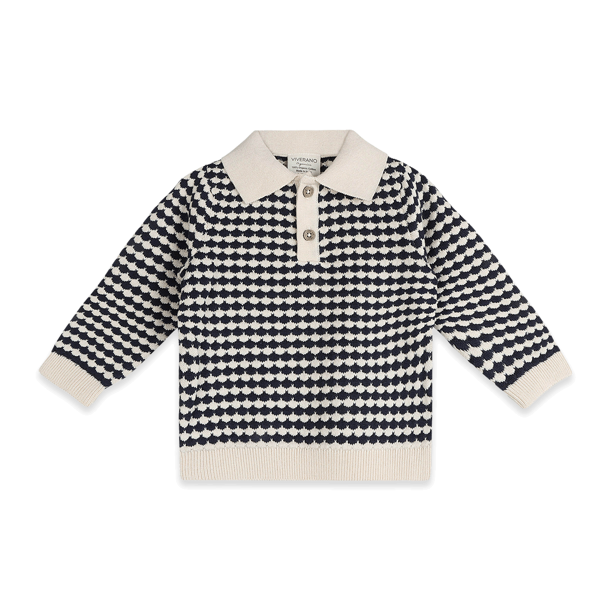 Organic Cotton Leo Textured Knit Polo Baby Pullover and Pant Set, Front