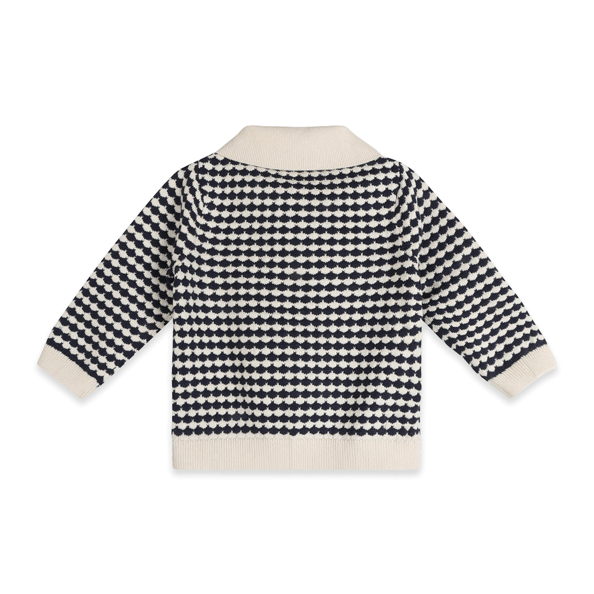 Organic Cotton Leo Textured Knit Polo Baby Pullover and Pant Set, Back