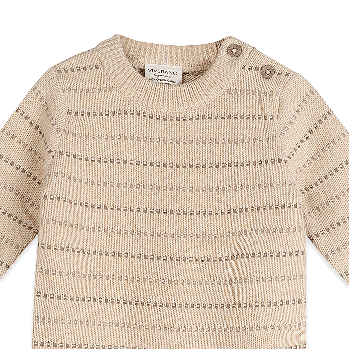 Organic Cotton Aiden Textured Stripe Knit Baby Jumpsuit, Detail