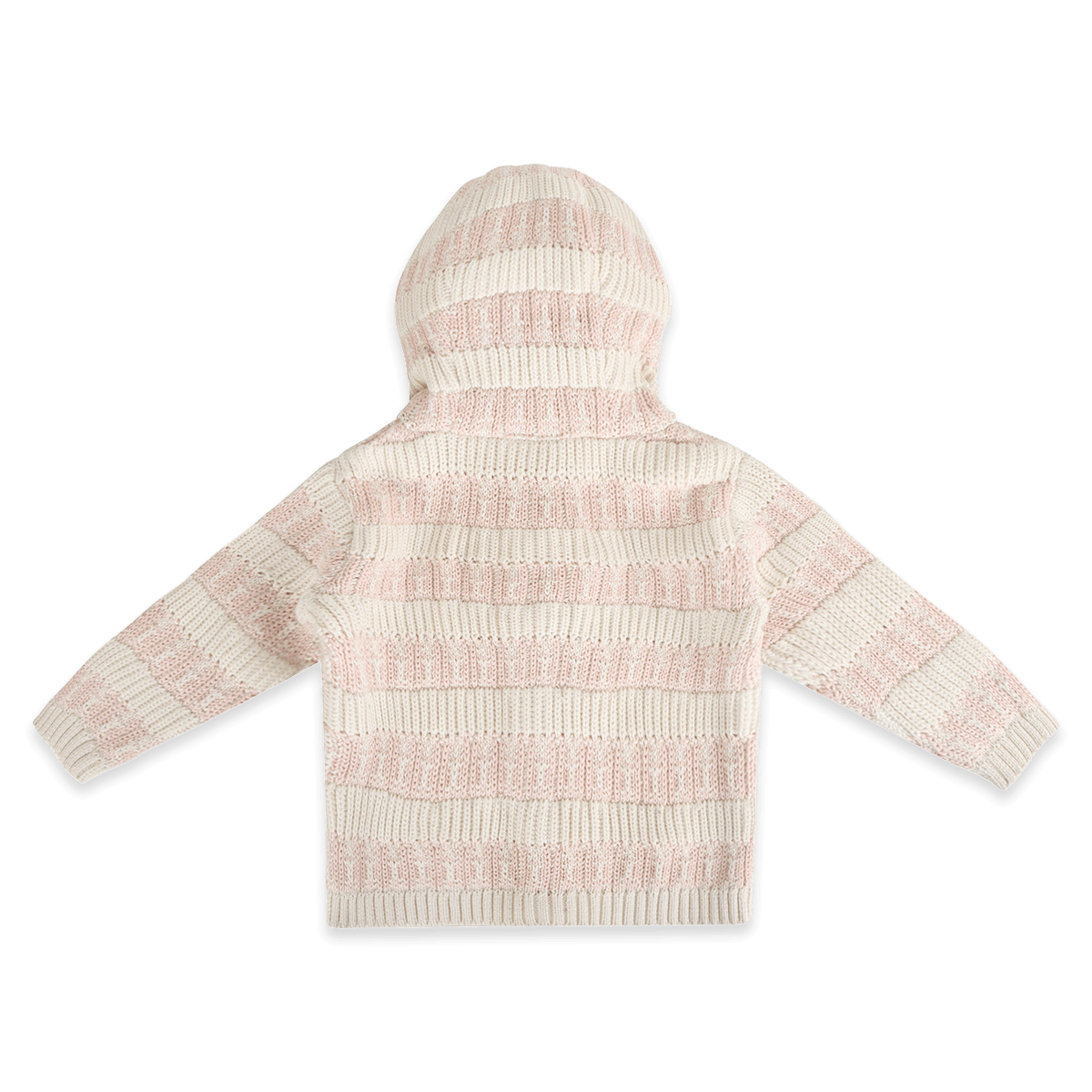 Organic Cotton Textured Knit Baby Hooded Jacket, Sweet Pink Back