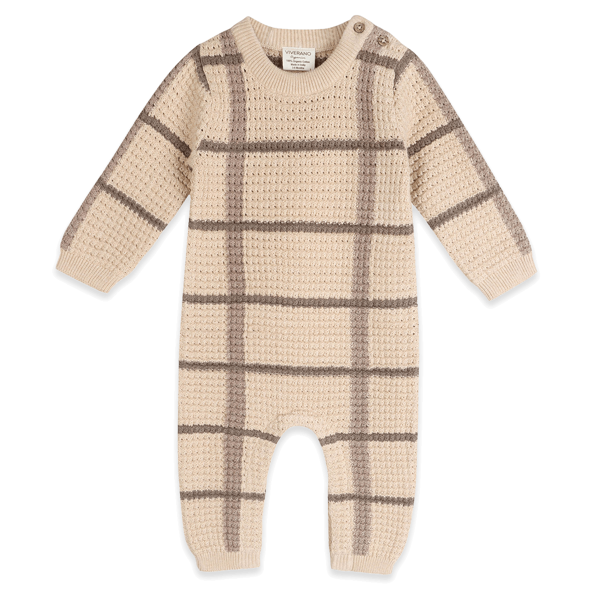 Ashton Textured Check Knit Baby Jumpsuit, Organic Cotton