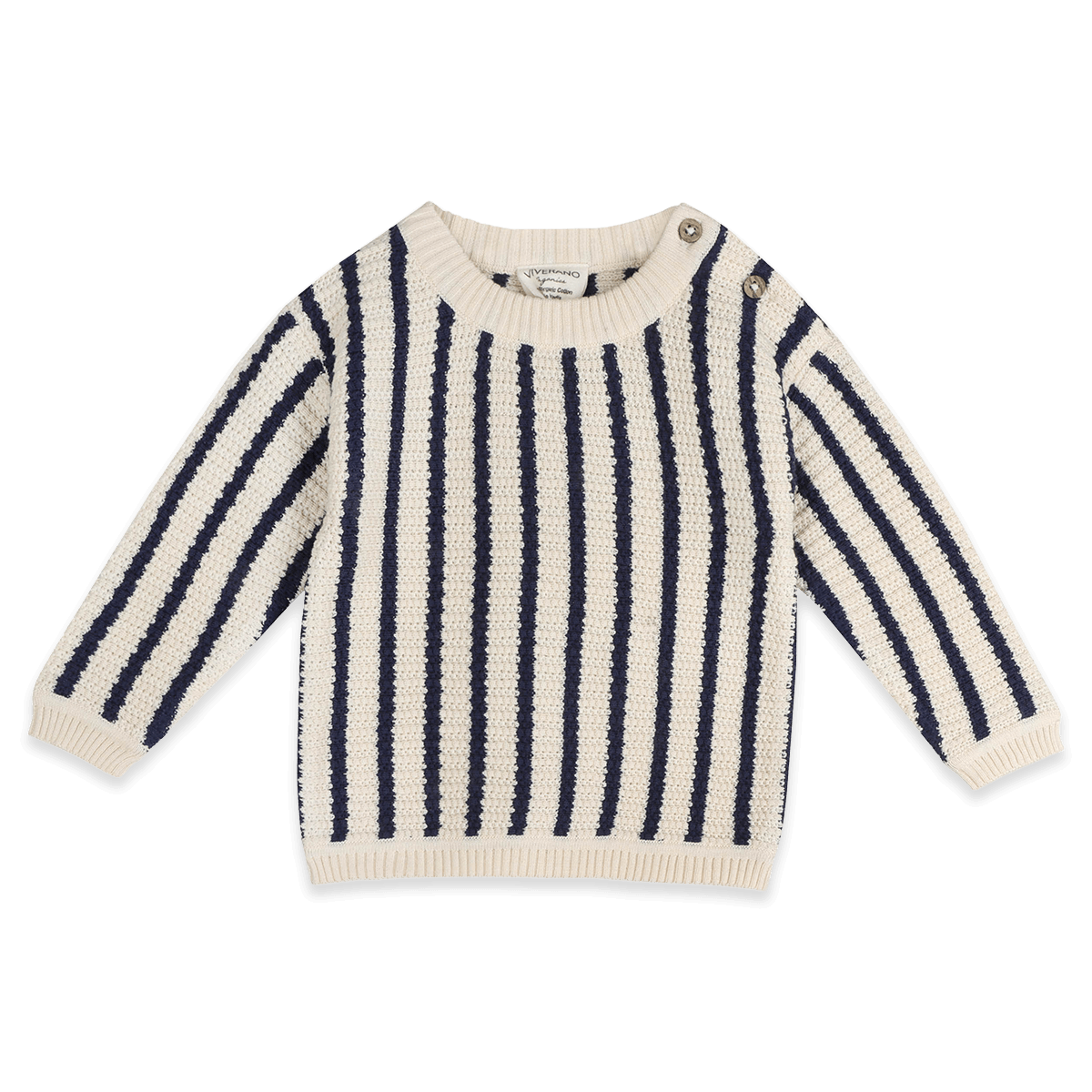 Benji Chunky Knit Stripe Baby Pullover, Organic Cotton