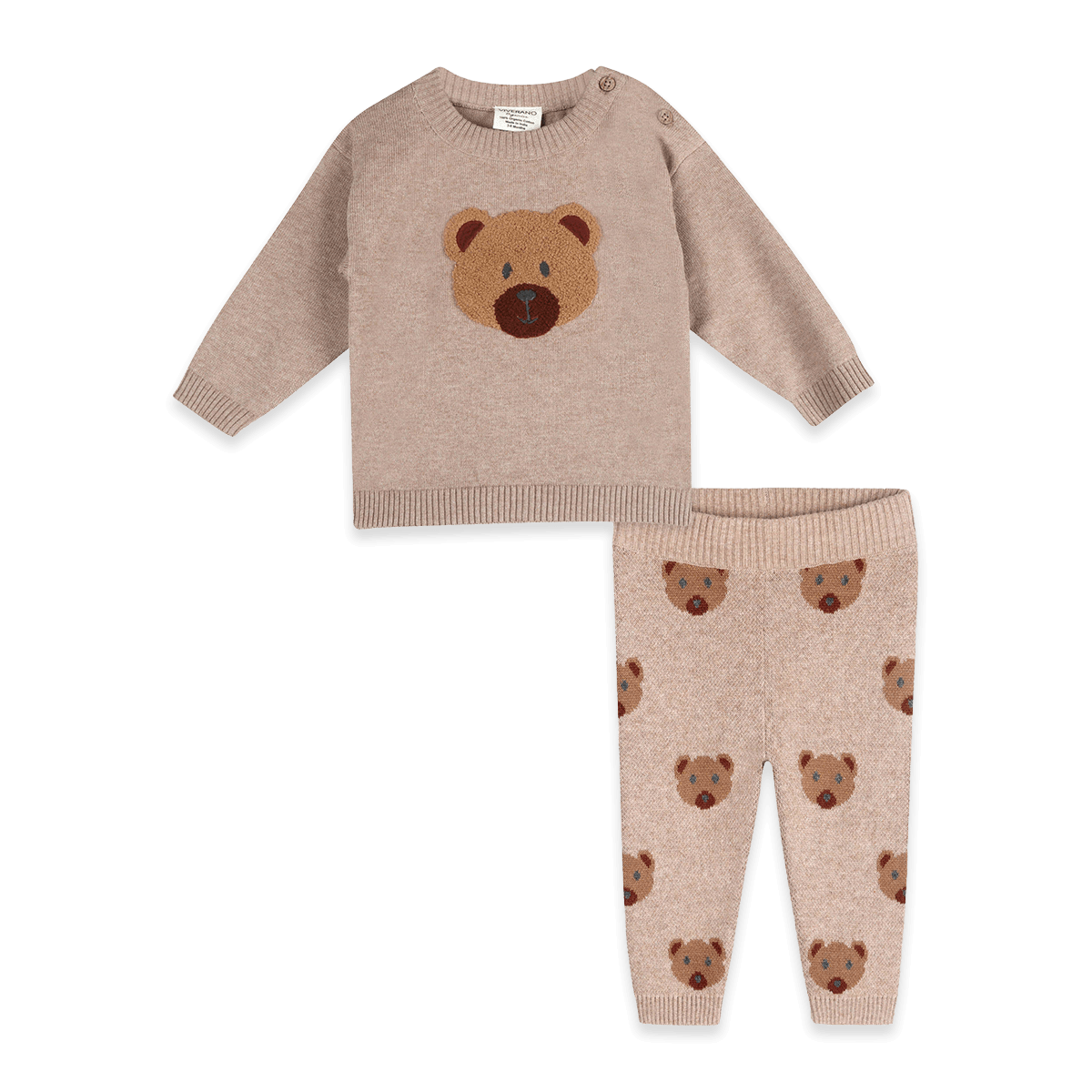 Bear Knit Baby Pullover and Pant Set, Organic Cotton