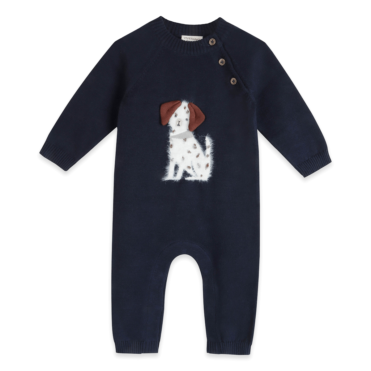 Spotty Dog 3D Knit Baby Jumpsuit, Organic Cotton
