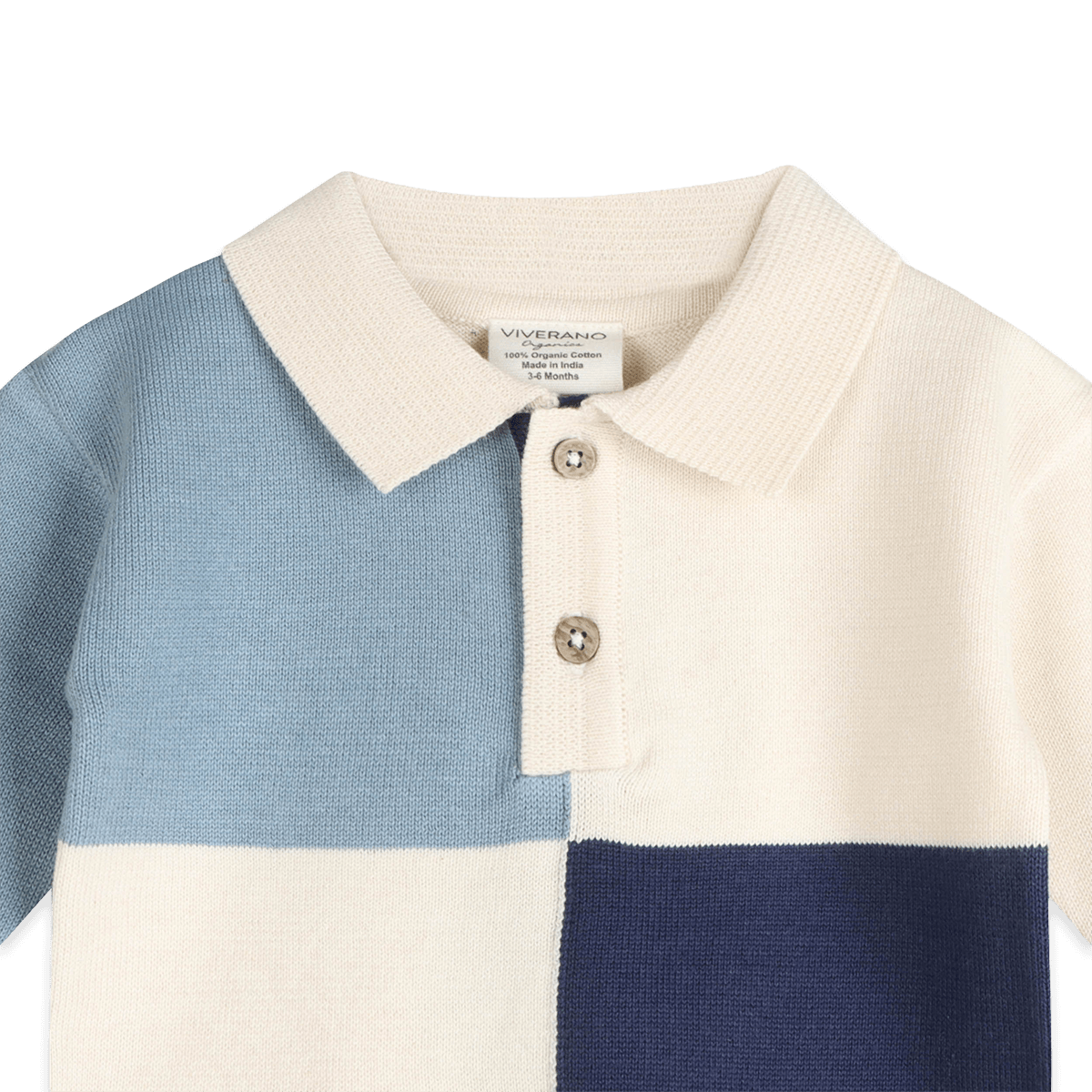Organic Cotton Luke Color Block Knit Baby Polo & Pant Set, Detail