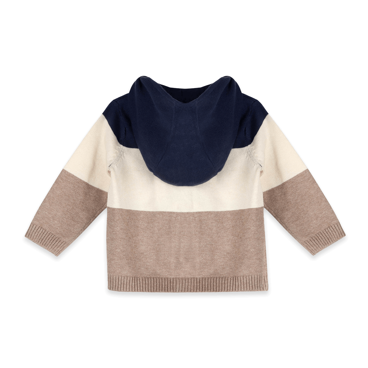 Organic Cotton Lion Farm Truck Knit Baby Hooded Jacket, Back