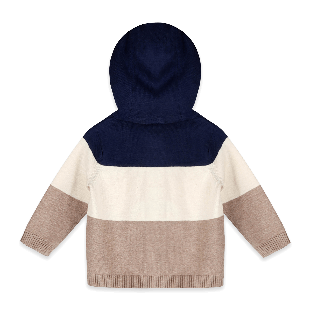 Organic Cotton Lion Farm Truck Knit Baby Hooded Jacket, Back Hood