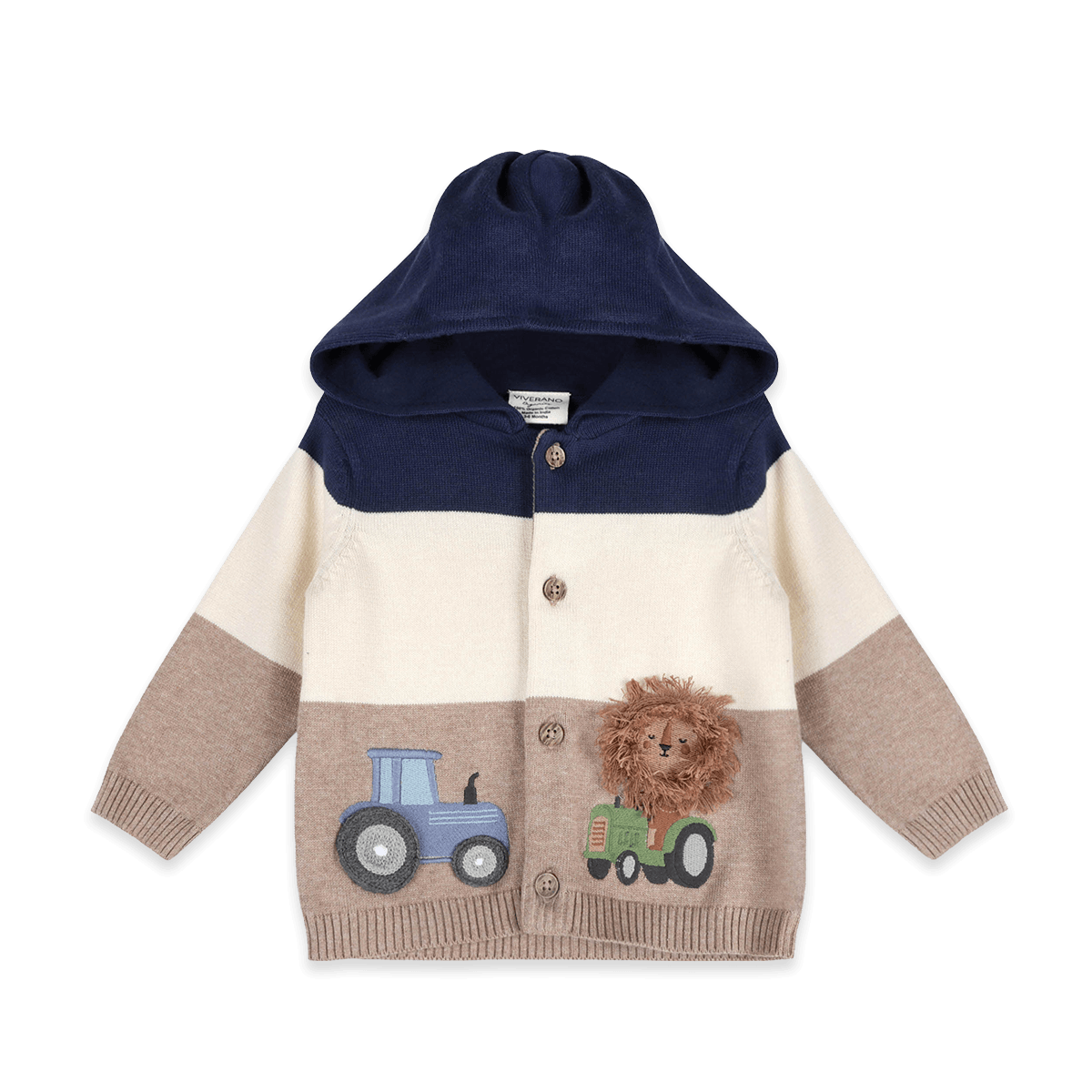 Lion Farm Truck Knit Baby Hooded Jacket, Organic Cotton