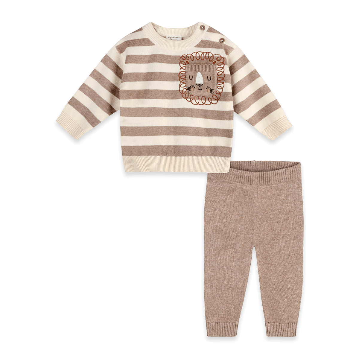 Lion Baby Knit Pullover and Pant Set, Organic Cotton
