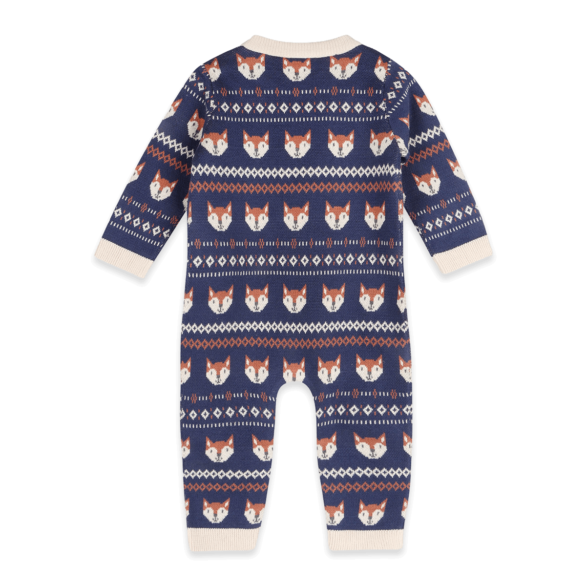 Organic Cotton Fox Baby Knit Jumpsuit, Back