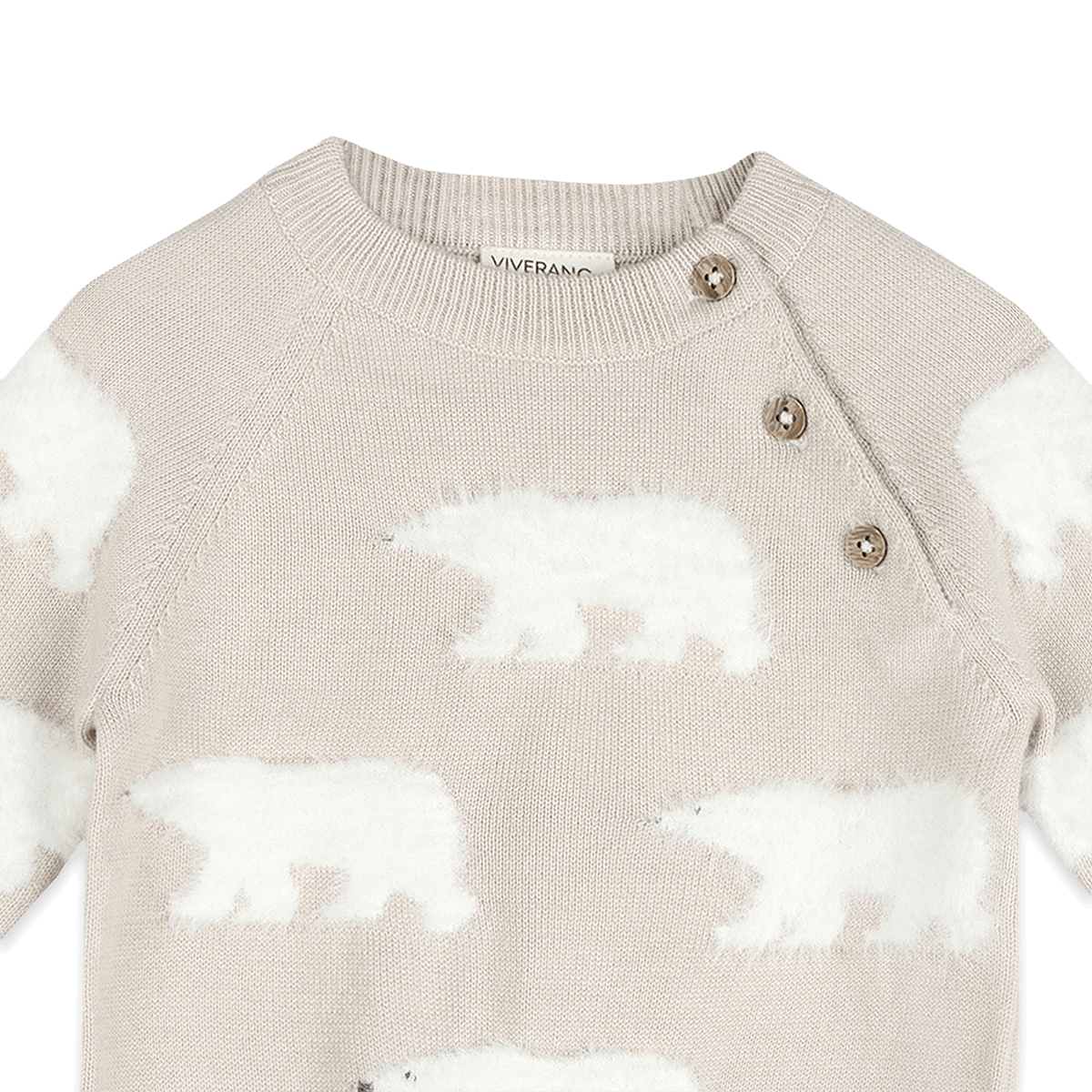 Organic Cotton Polar Bear Baby Sweater Pullover and Pant Set, Detail