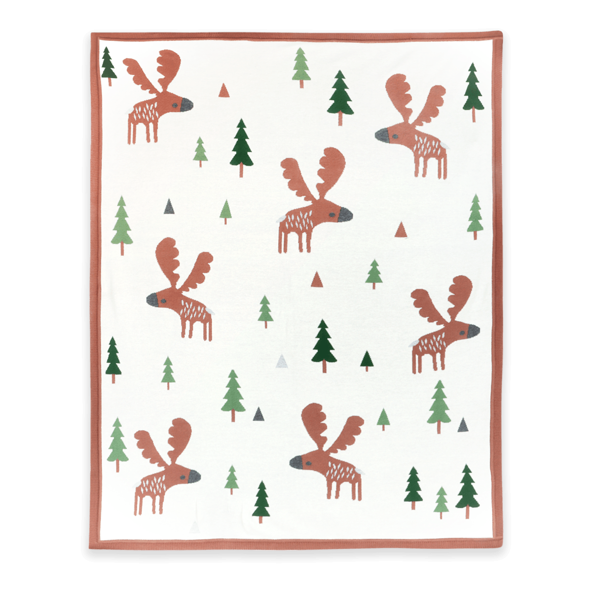 Wild Moose - Organic Cotton Jacquard Knit Baby Blanket (Flat)