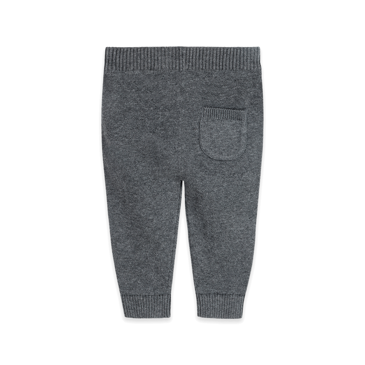 Charcoal Organic Cotton Pocket Sweater Knit Baby Legging Pants, Back