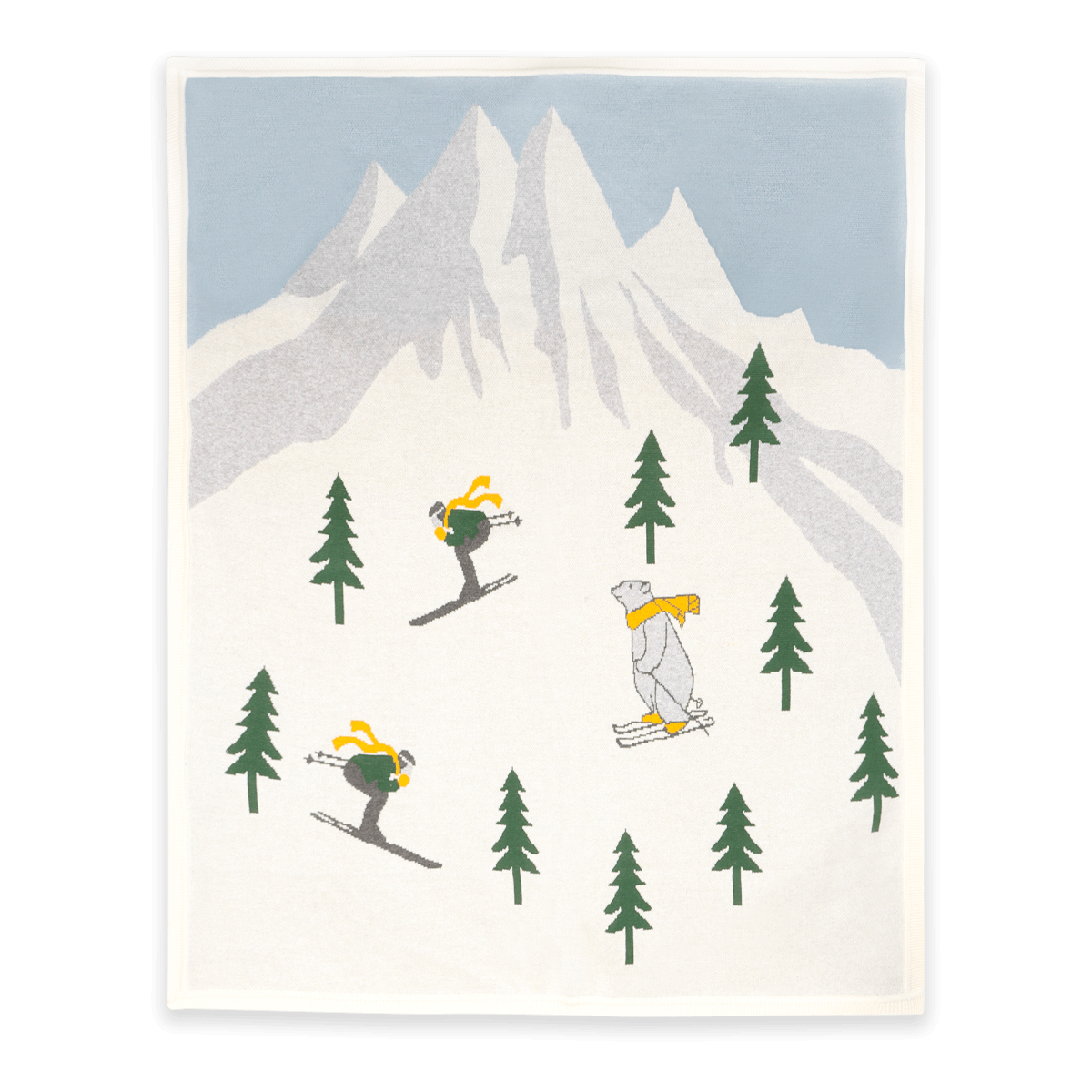 Ski Run - Organic Cotton Jacquard Knit Baby Blanket