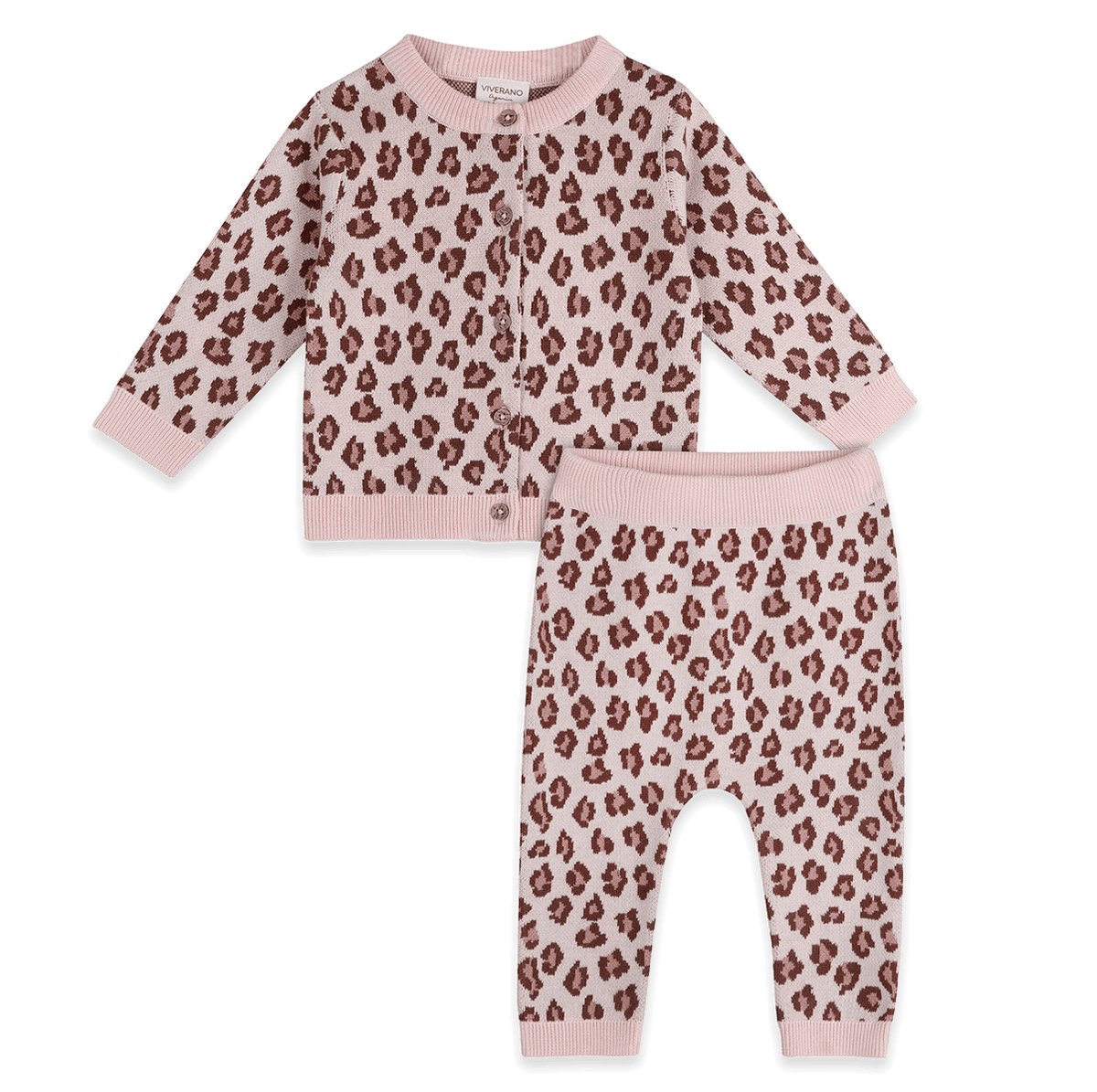 Leopard Baby Knit Cardigan and Pants, Organic Cotton