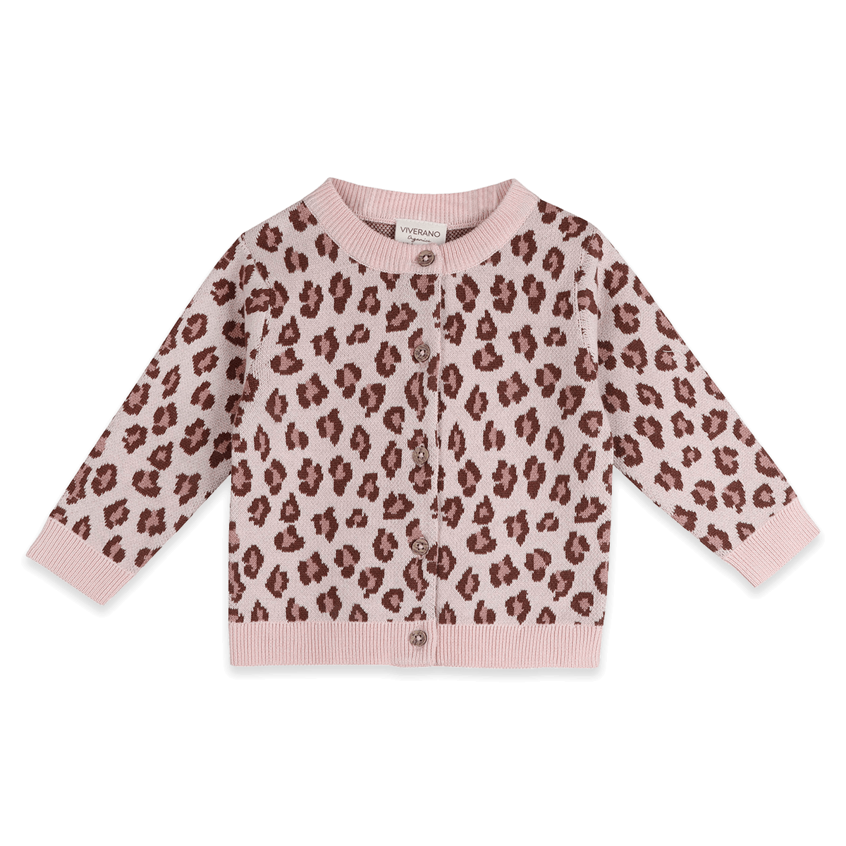 Organic Cotton Leopard Baby Knit Cardigan and Pants, Front